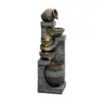 42.5"H-5 Tiered Clay Pot Outdoor Water Fountain with LED Light