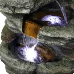 32.6"H-Simulation Slate Stone Garden Outdoor Fountain with LED Lights