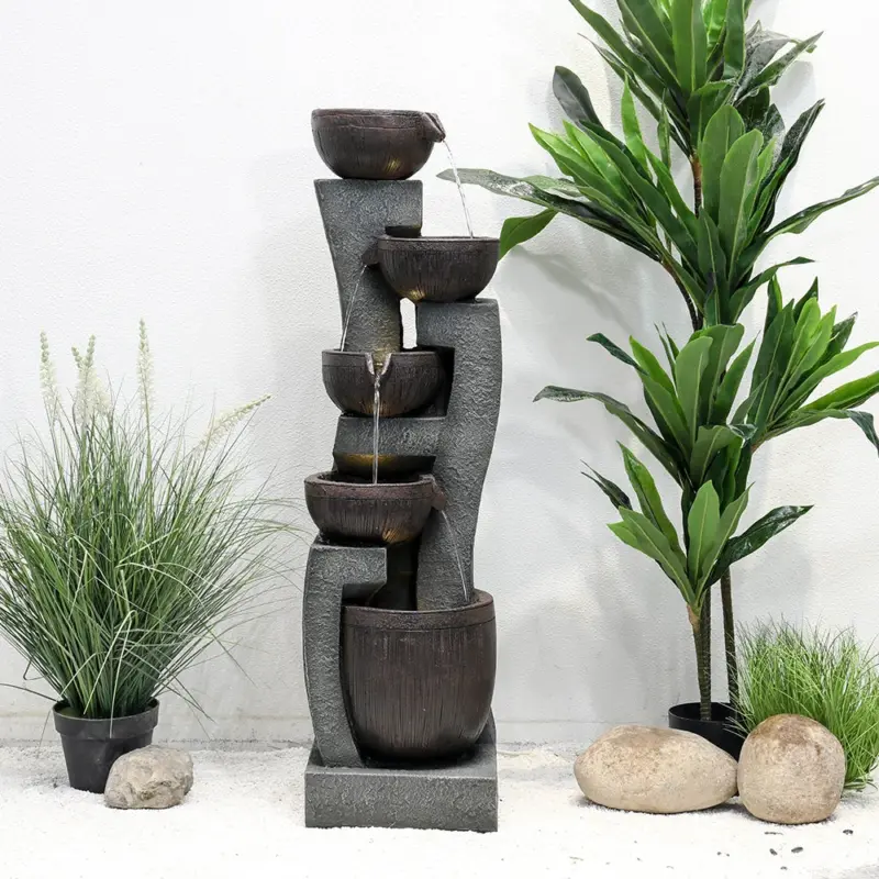 43.7"H-5-Tier Outdoor Water Fountain with LED Lights
