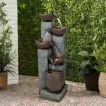 39.7”H 5-Tiered Garden Outdoor Fountain with Warm LED Lights