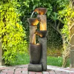 40''H 4-Tier Pots Garden Outdoor Fountain with Warm LED lights