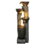 40''H 4-Tier Pots Garden Outdoor Fountain with Warm LED lights