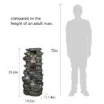 31.4"H Stacked Shale Garden Outdoor Fountain with White LED Lights