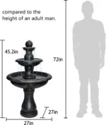 3-Tiered Outdoor Antique Black Garden Fountain-45.2"H