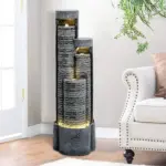 39.5"H-Outdoor Water Fountain with LED Lights