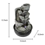 Resin Stacked Rock Tabletop Indoor Fountain with LED Lights- 15.7" H
