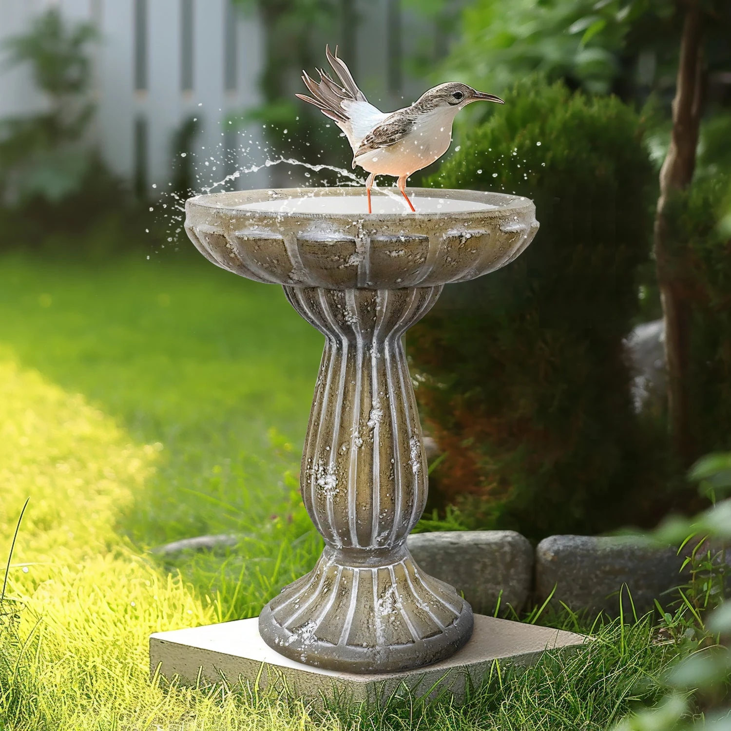metal bird baths with stands - Antique-Style Distressed Birdbath
