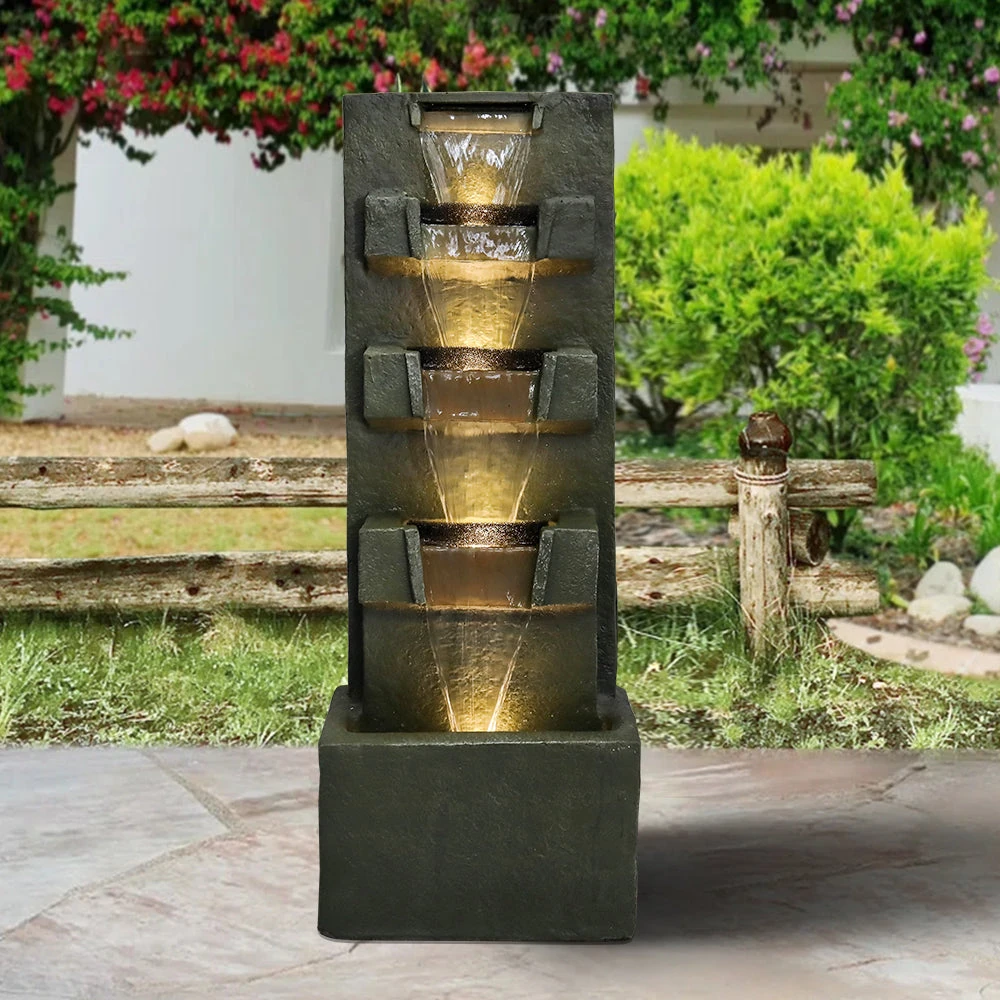 bird bath solar bubbler modern concrete five-tier fountain
