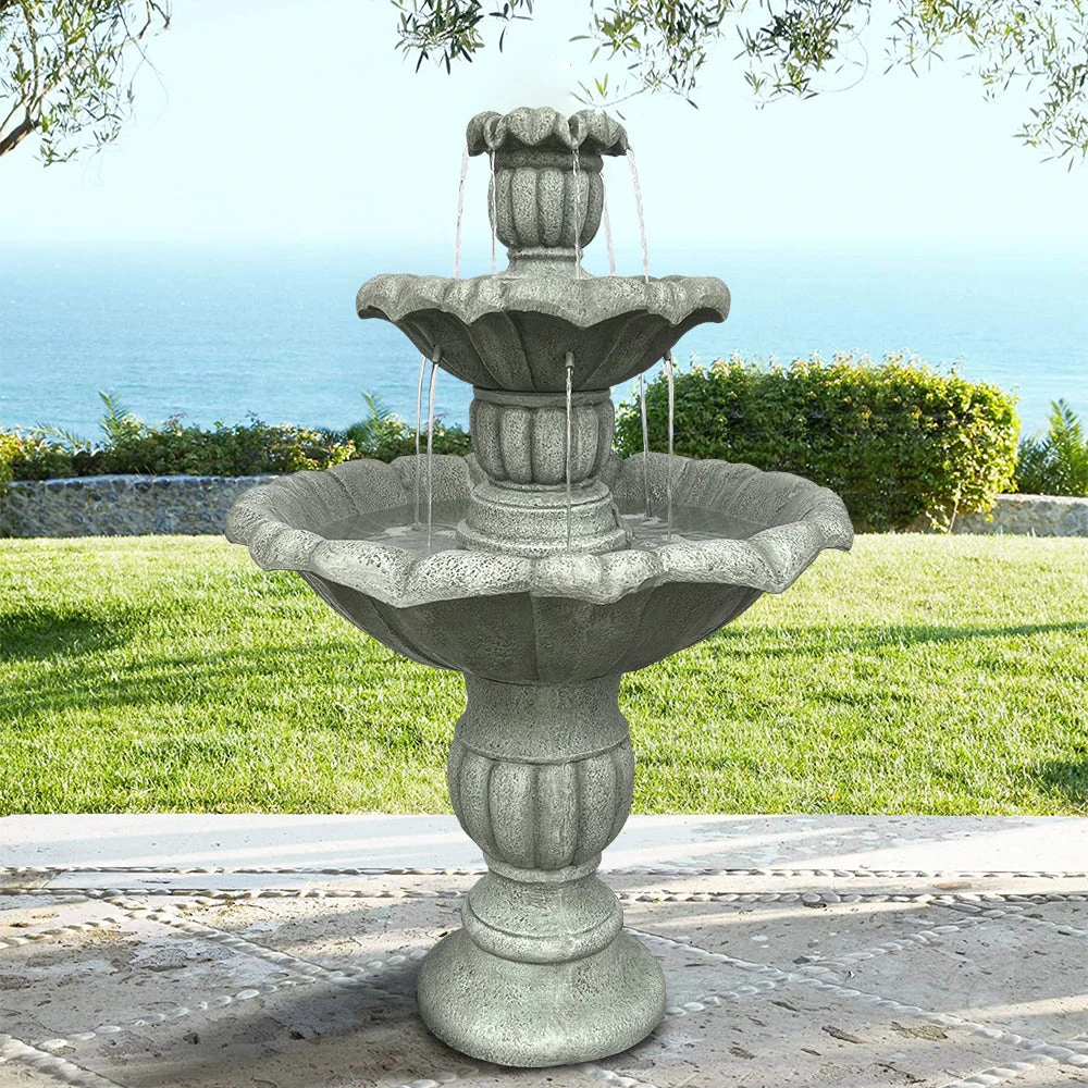 bird bath solar bubbler lotus leaf three-tier fountain